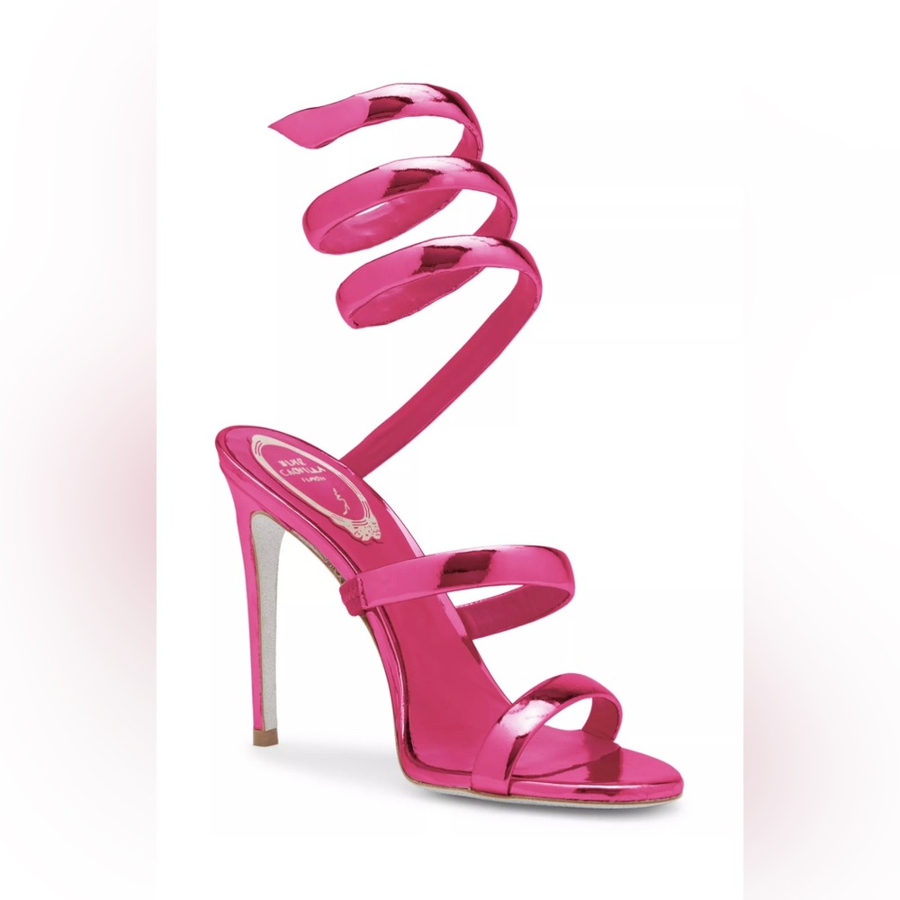 Rene Caovilla 105MM Leather Ankle-Wrap Sandals Fuchsia